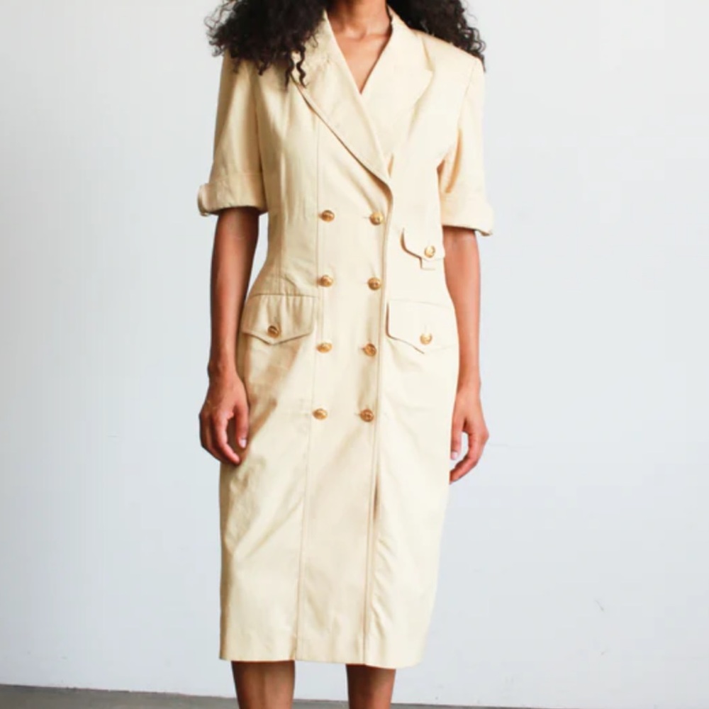 Vintage 1980s ESCADA Camel Blazer Dress size 40